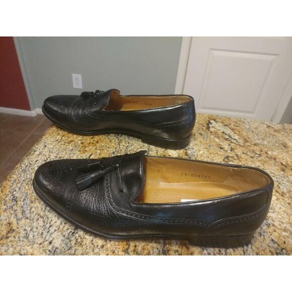 MEZLAN HAVANA MENS TASSLE LOAFER DRESS SHOES SIZE 9.5 M CAP TOE LEATHER BLACK - Picture 6 of 12